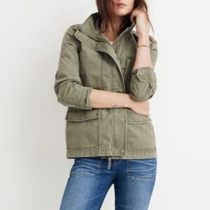 Madewell Passage Jacket Army Green Surplus Military Inspired Jacket 100% Cotton